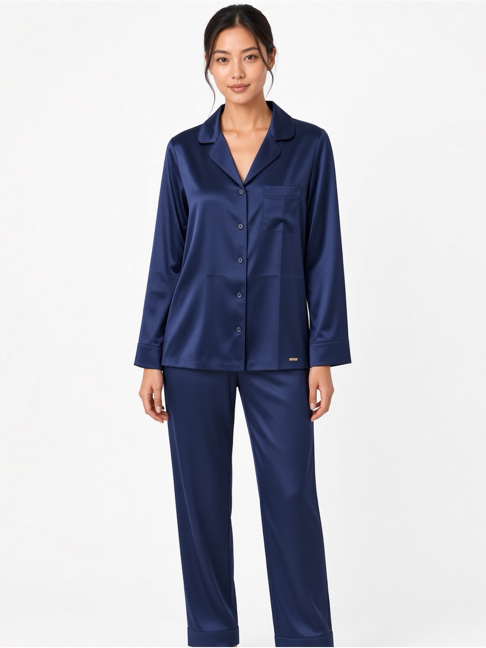 Cozy Earth Silk Button-Down Pajama Top - Navy Small NWT 100% mulberry Silk